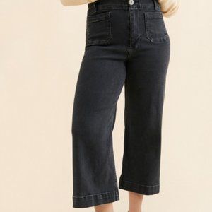 PILCRO: THE SKIPPER WIDE LEGGED JEANS | ANTHROPOLOGIE | BLACK DENIN | SIZE: 30